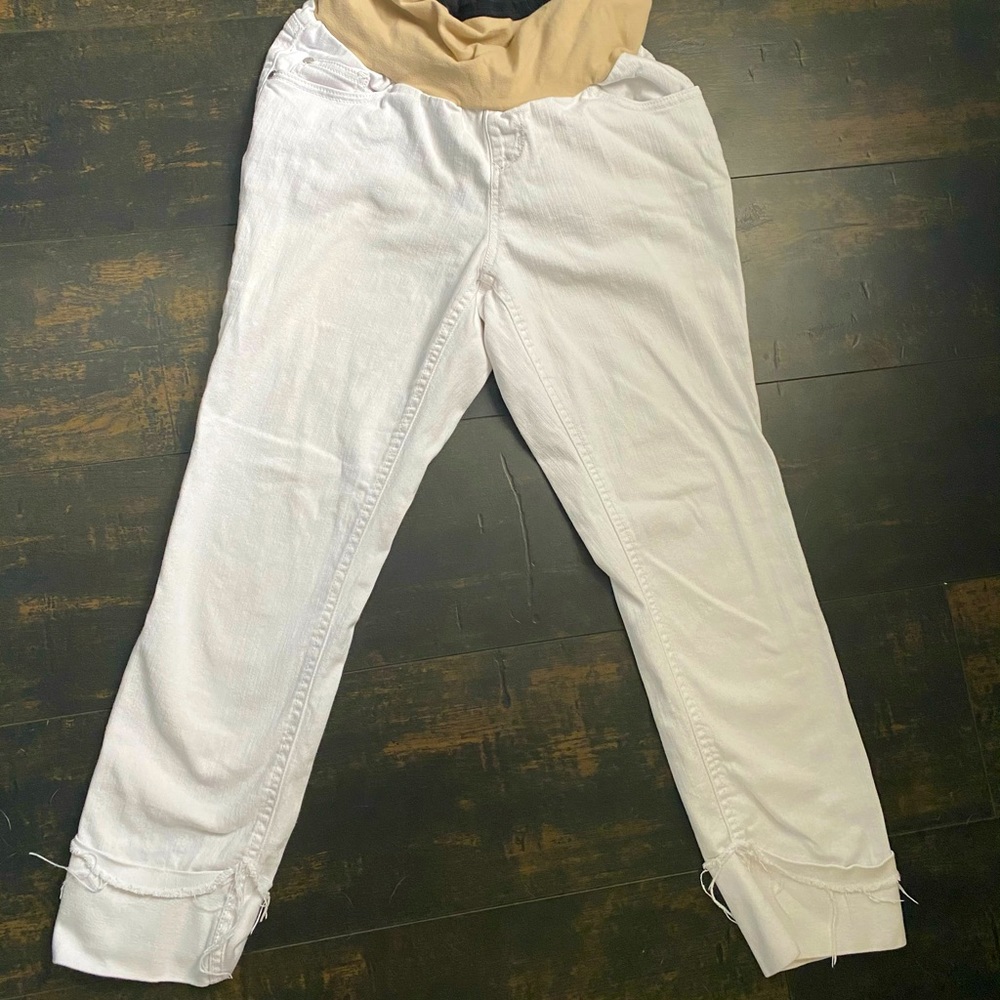 Cropped White Postpartum Pants